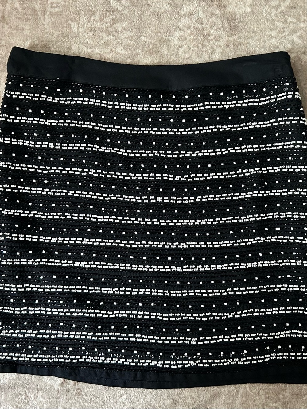 MNG casual Black & White beaded Striped Mini Skirt size 4